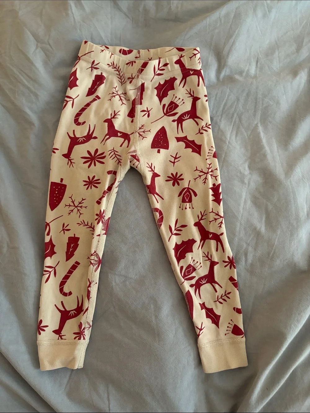 Hanna Andersson Cream and Red Reindeer Holiday Kids Pajama Set